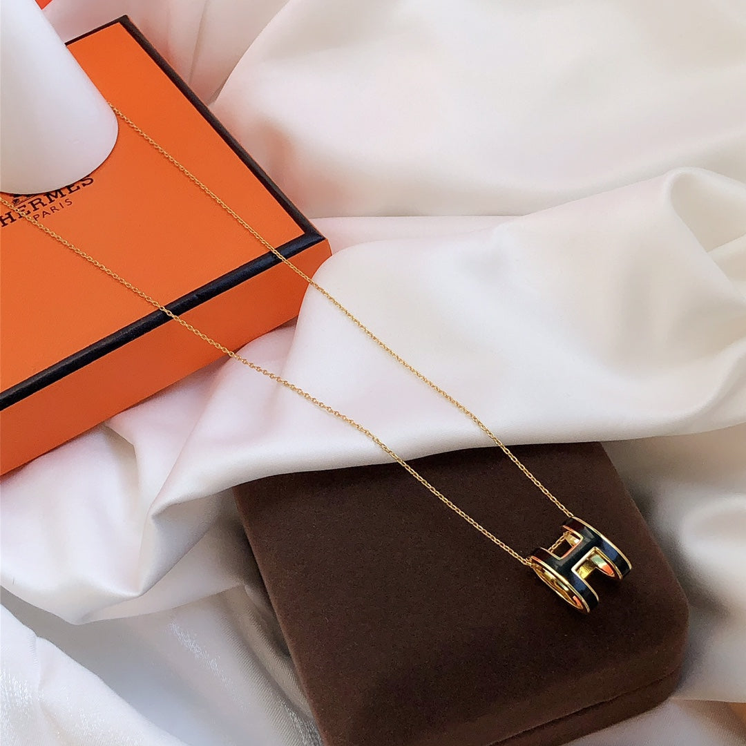 ¡®Lume Jewelry¡¯HM CLIC BLACK ENAMEL GOLD NECKLACE