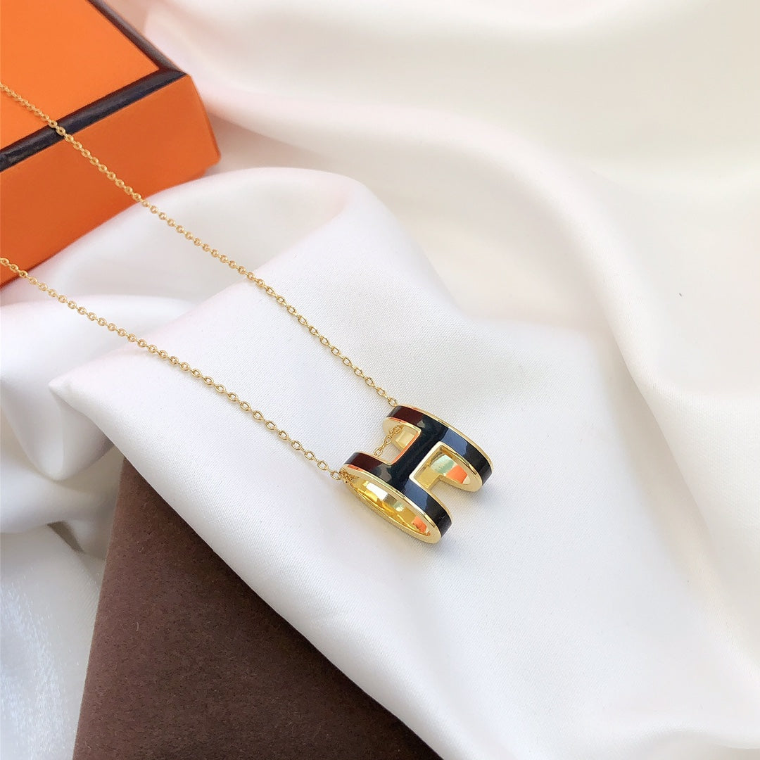 ¡®Lume Jewelry¡¯HM CLIC BLACK ENAMEL GOLD NECKLACE