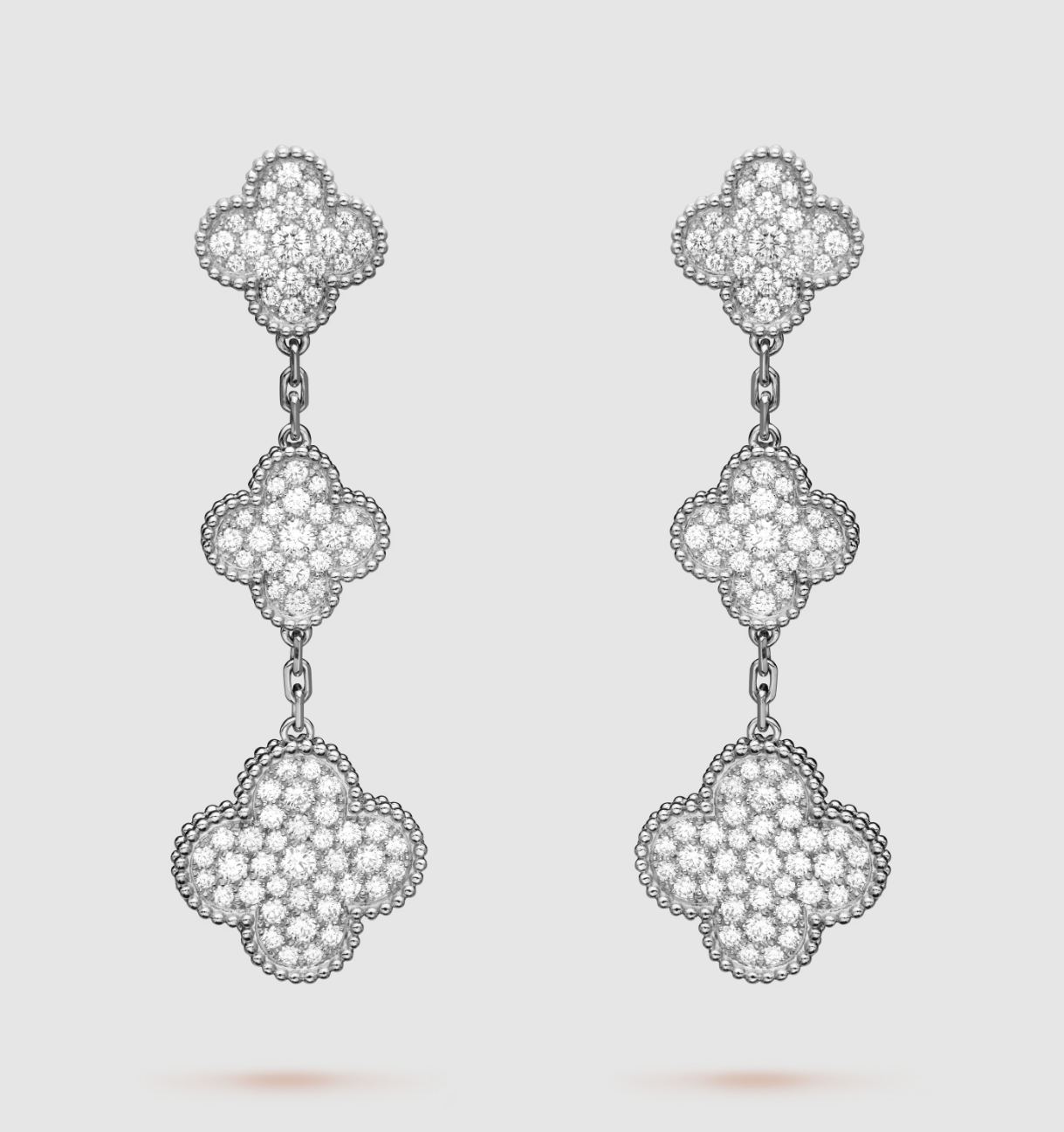 ¡®Lume Jewelry¡¯CLOVER 3 MOTIF DIAMOND SILVER DROP EARRINGS