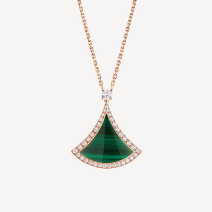 [Lume Jewelry]DREAM MALACHITE DIAMOND PAVED PINK GOLD NECKLACE