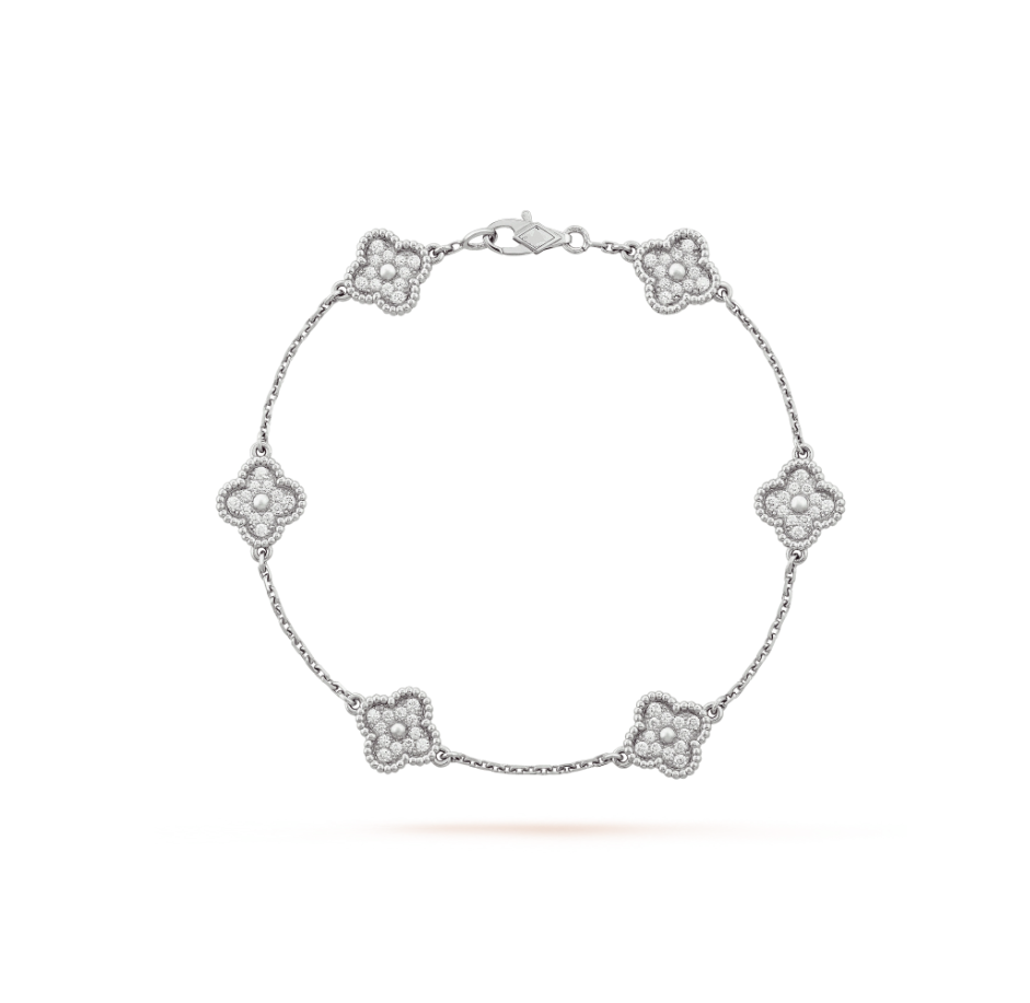 ¡®Lume Jewelry¡¯CLOVER 6 MOTIF SILVER DIAMOND BRACELET