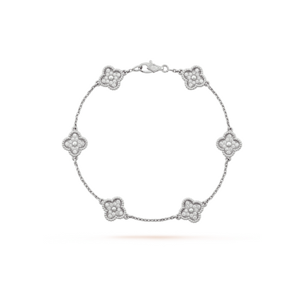 ¡®Lume Jewelry¡¯CLOVER 6 MOTIF SILVER DIAMOND BRACELET