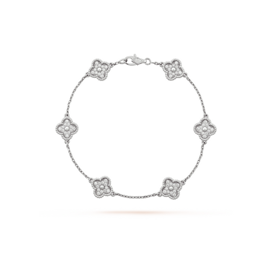 ¡®Lume Jewelry¡¯CLOVER 6 MOTIF SILVER DIAMOND BRACELET