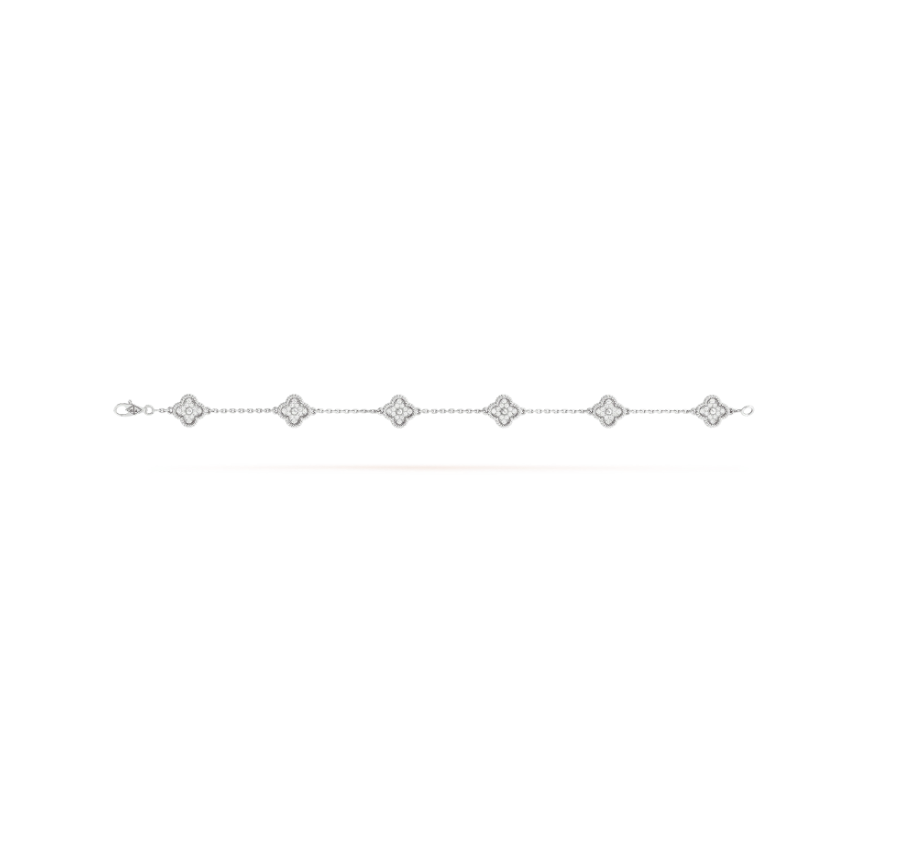 ¡®Lume Jewelry¡¯CLOVER 6 MOTIF SILVER DIAMOND BRACELET