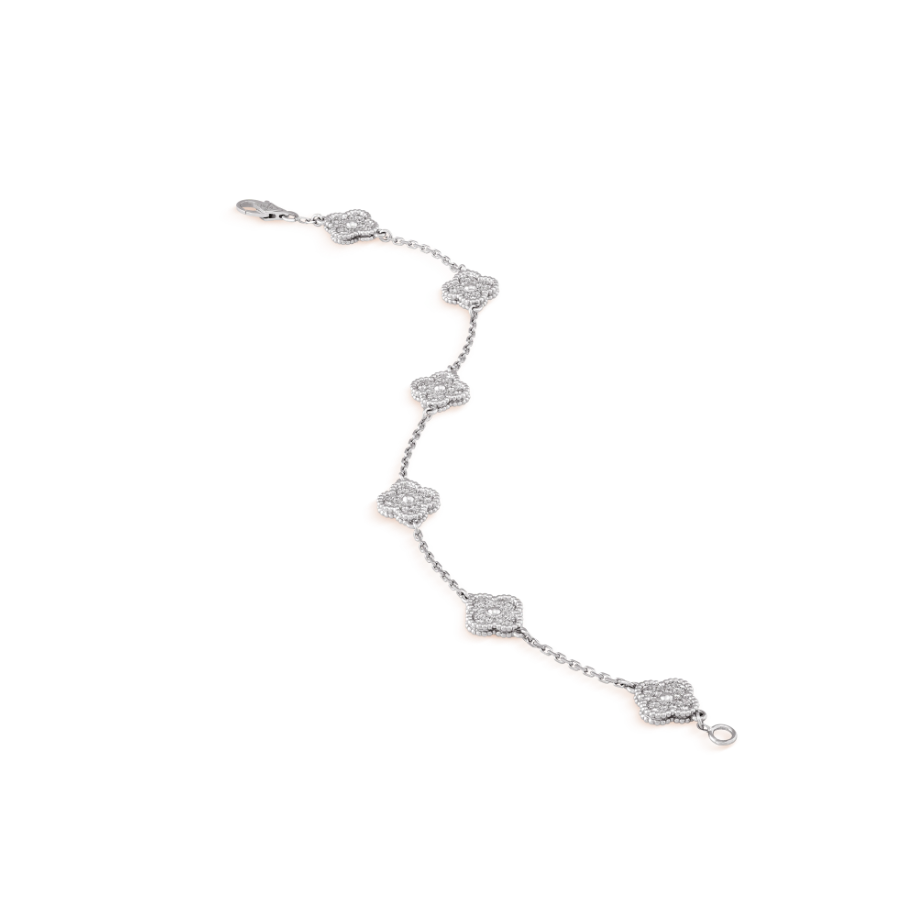 ¡®Lume Jewelry¡¯CLOVER 6 MOTIF SILVER DIAMOND BRACELET