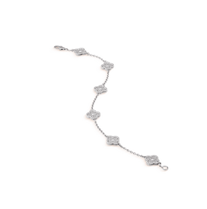 ¡®Lume Jewelry¡¯CLOVER 6 MOTIF SILVER DIAMOND BRACELET