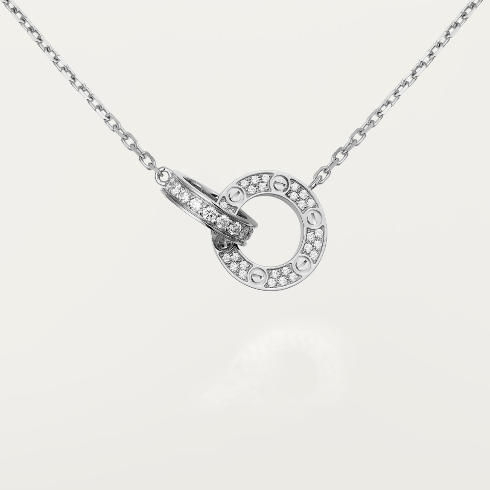 ¡®Lume Jewelry¡¯LOVE 7.6MM NECKLACE ROSE GOLD AND SILVER  FULL DIAMOND