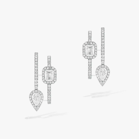 [Lume Jewelry]CREOLES MY TWIN 2 RANGS SILVER DIAMOND EARRINGS