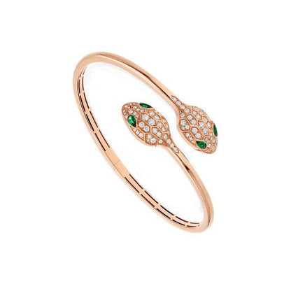 [Lume Jewelry]SERPENTI BRACELET PINK GOLD MALACHITE DIAMOND DOUBLE SNAKE