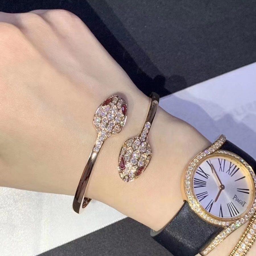 [Lume Jewelry]SERPENTI BRACELET PINK GOLD DIAMOND DOUBLE SNAKE