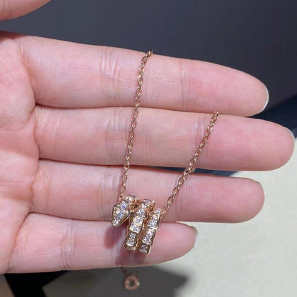 [Lume Jewelry]SERPENTI PINK GOLD NECKLACE DOUBLE RING DIAMOND