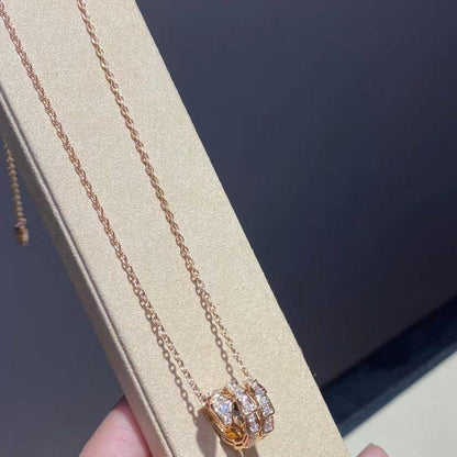 [Lume Jewelry]SERPENTI PINK GOLD NECKLACE DOUBLE RING DIAMOND