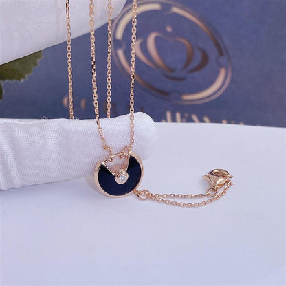 ¡®Lume Jewelry¡¯AMULETTE ROSE GOLD ONYX NECKLACE