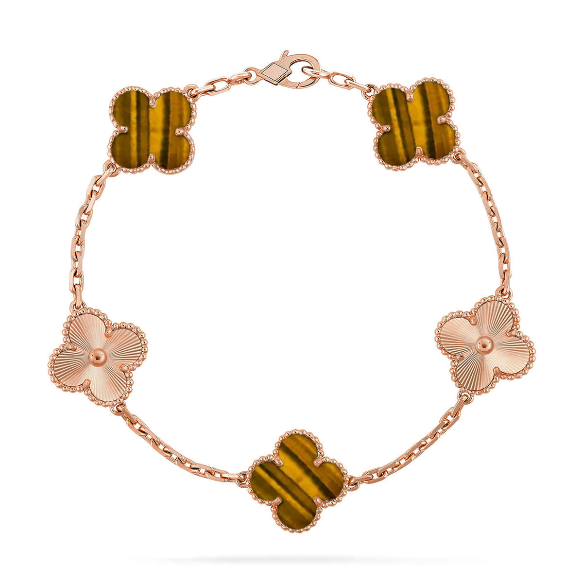 [Lume Jewelry]New  CLOVER 5 MOTIFS TIGER EYE BRACELET COLLECTION