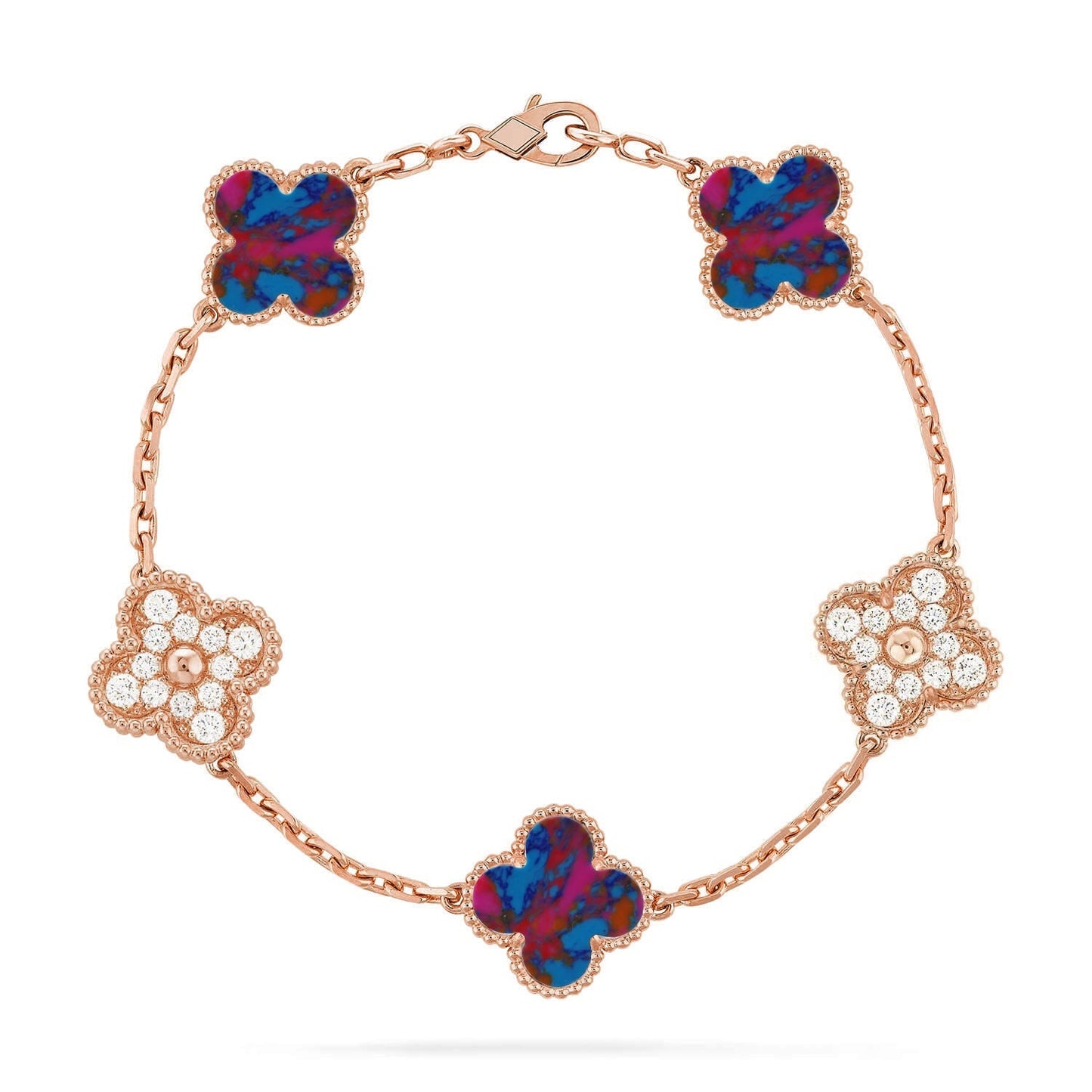 [Lume Jewelry]New CLOVER 5 MOTIF COLOR GEMSTONES BRACELET COLLECTION