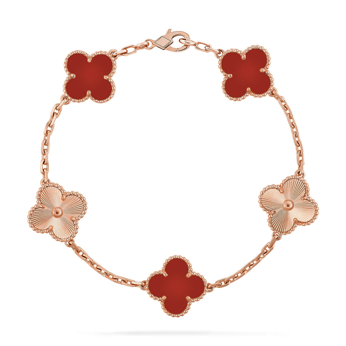 [Lume Jewelry]New  CLOVER 5 MOTIF RED CORNELIAN BRACELET COLLECTION