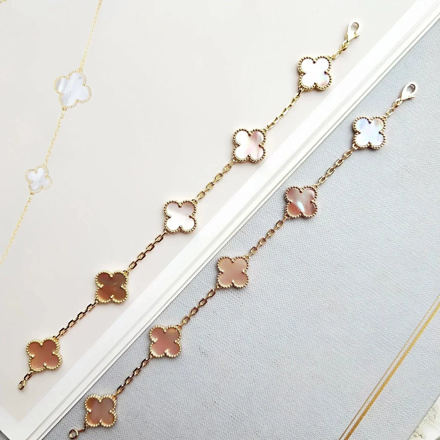 [Lume Jewelry]New  CLOVER 5 MOTIFS  PINK MOP BRACELET COLLECTION
