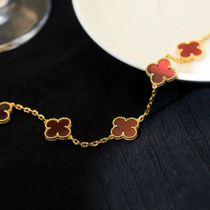 [Lume Jewelry]New  CLOVER 5 MOTIF RED CORNELIAN BRACELET COLLECTION