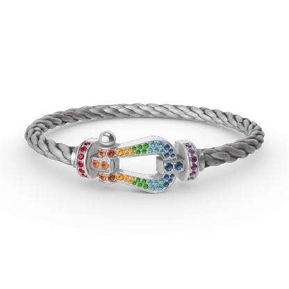 ¡®Lume Jewelry¡¯FORC LARGE HORSESHOE  COLORED DIAMOND BRACELET SILVER