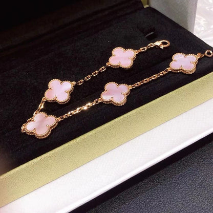 [Lume Jewelry]CLOVER 5 MOTIFS Pink  AGATE  BRACELET