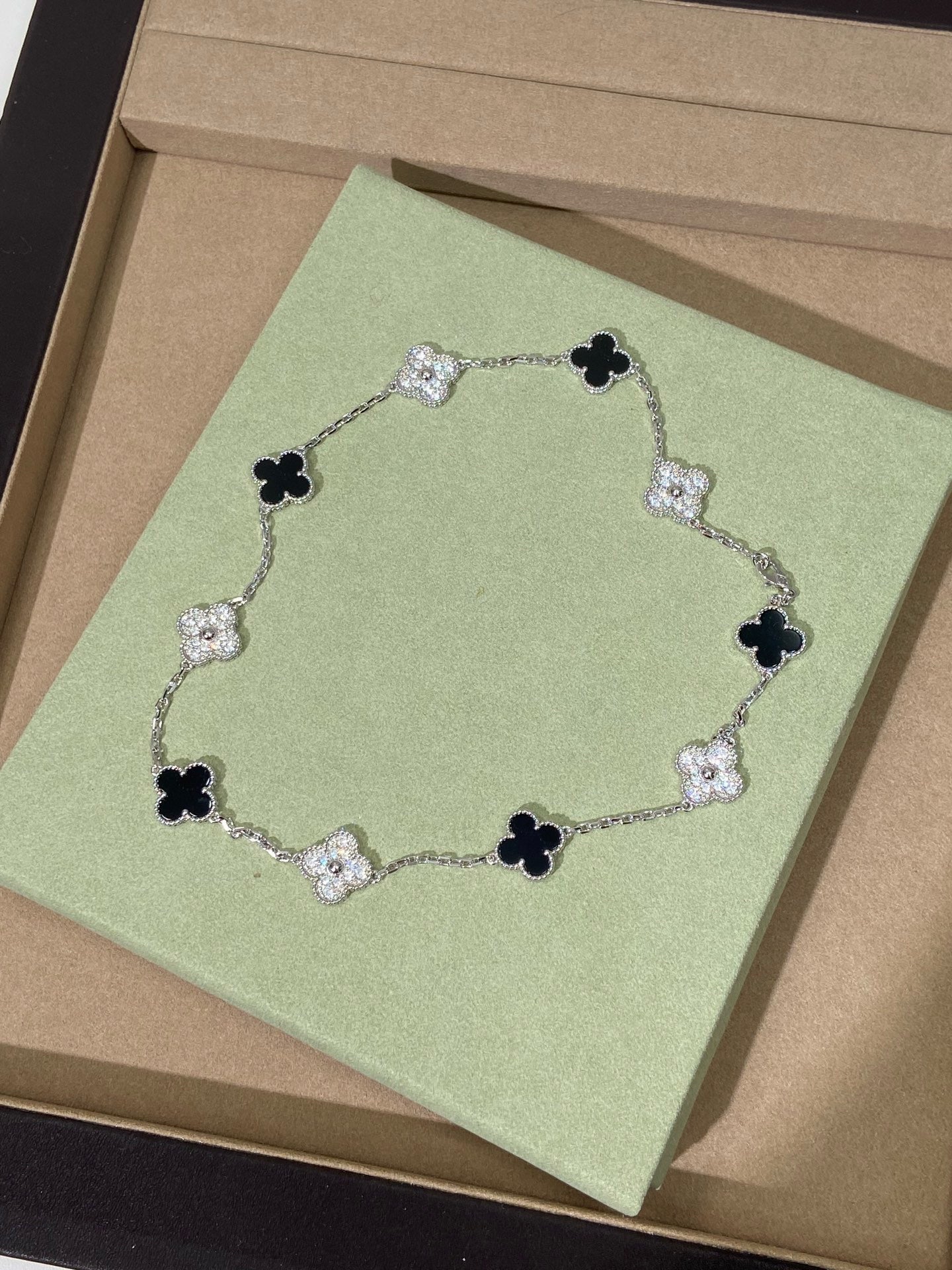 [Lume Jewelry] Four-Leaf Clover Ten Elements Panda Diamond Silver Necklace