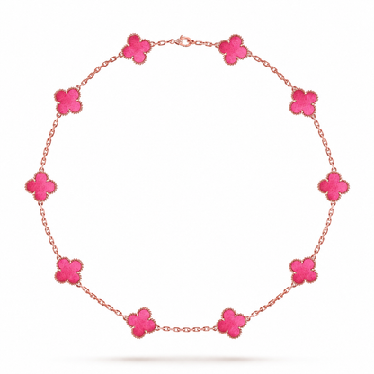 [Lume Jewelry]NEW CLOVER 10 MOTIFS PINK ENAMEL NECKLACE