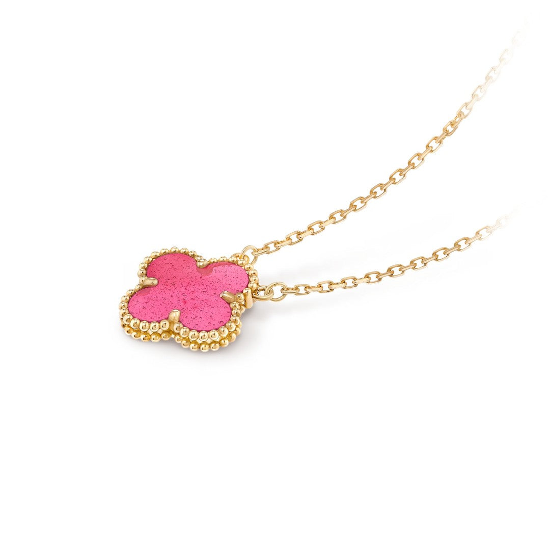 [Lume Jewelry] NEW CLOVER 15MM PINK ENAMEL NECKLACE