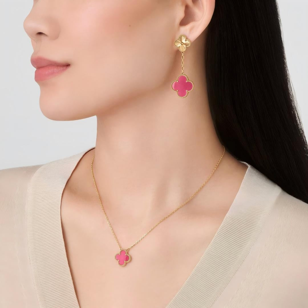 [Lume Jewelry] NEW CLOVER 15MM PINK ENAMEL NECKLACE