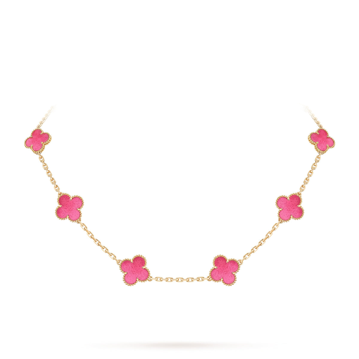 [Lume Jewelry]NEW CLOVER 10 MOTIFS PINK ENAMEL NECKLACE