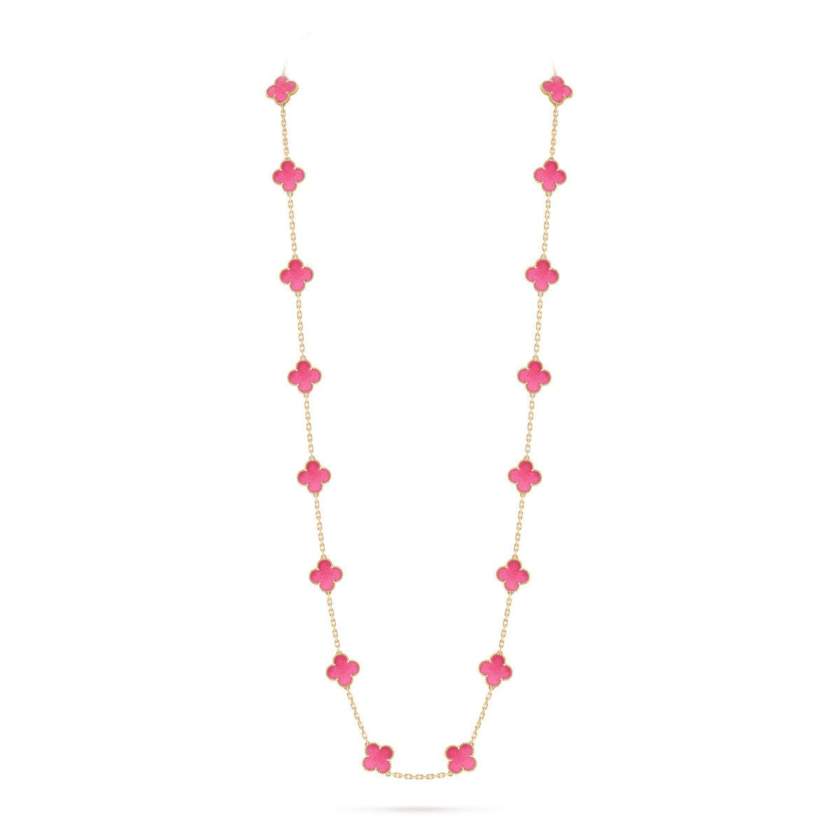 [Lume Jewelry] NEW CLOVER 20 MOTIFS PINK ENAMEL NECKLACE