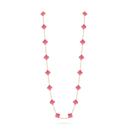 [Lume Jewelry] NEW CLOVER 20 MOTIFS PINK ENAMEL NECKLACE