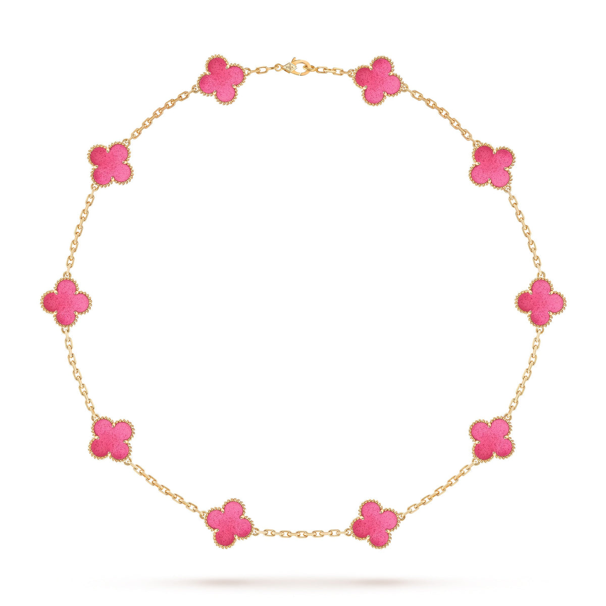 [Lume Jewelry]NEW CLOVER 10 MOTIFS PINK ENAMEL NECKLACE