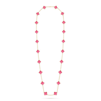 [Lume Jewelry] NEW CLOVER 20 MOTIFS PINK ENAMEL NECKLACE