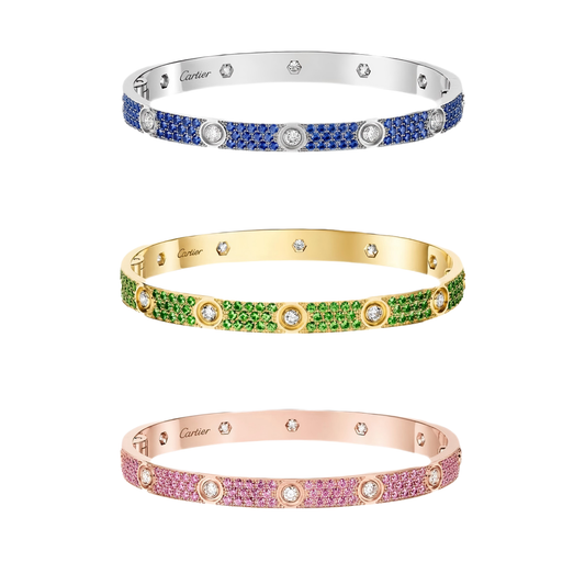 [Lume Jewelry]2026 PAVE GEMSTONE LOVE BRACELET 6.1MM 10 DIAMONDS
