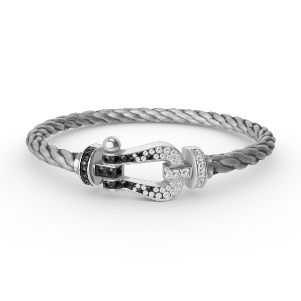 ¡®Lume Jewelry¡¯FORCE LARGE HORSESHOE BLACK WHITE DIAMOND BRACELET SILVER