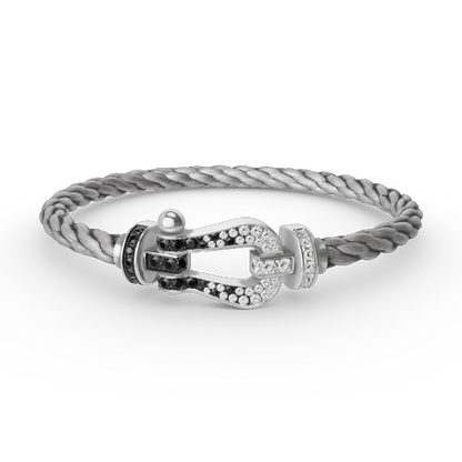 ¡®Lume Jewelry¡¯FORCE LARGE HORSESHOE BLACK WHITE DIAMOND BRACELET SILVER