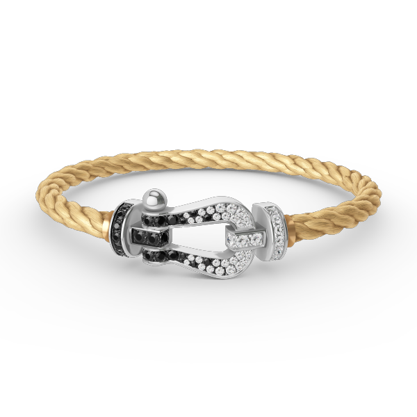 ¡®Lume Jewelry¡¯FORCE LARGE HORSESHOE BLACK WHITE DIAMOND BRACELET SILVER