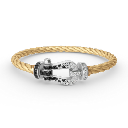 ¡®Lume Jewelry¡¯FORCE LARGE HORSESHOE BLACK WHITE DIAMOND BRACELET SILVER