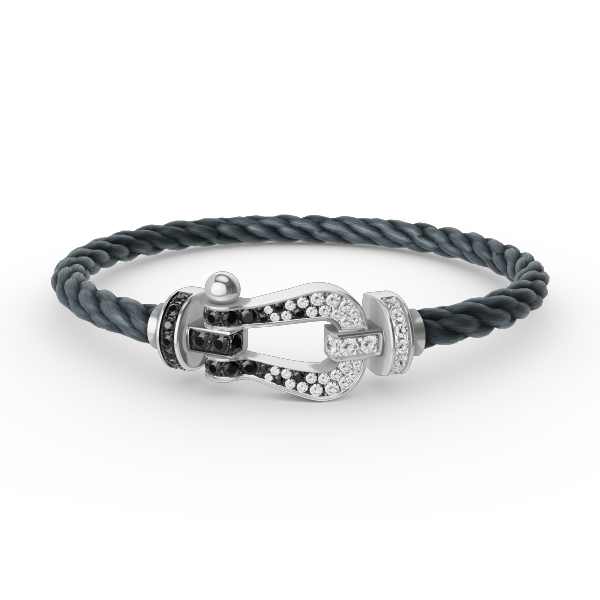 ¡®Lume Jewelry¡¯FORCE LARGE HORSESHOE BLACK WHITE DIAMOND BRACELET SILVER