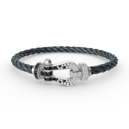 ¡®Lume Jewelry¡¯FORCE LARGE HORSESHOE BLACK WHITE DIAMOND BRACELET SILVER