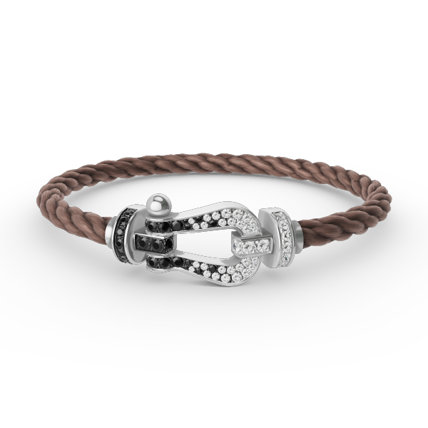 ¡®Lume Jewelry¡¯FORCE LARGE HORSESHOE BLACK WHITE DIAMOND BRACELET SILVER