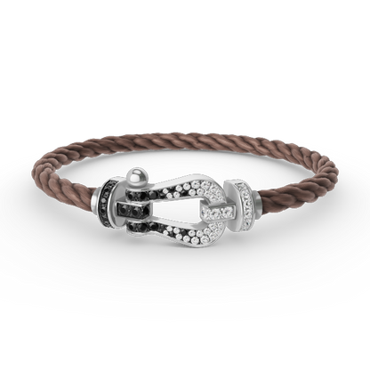 ¡®Lume Jewelry¡¯FORCE LARGE HORSESHOE BLACK WHITE DIAMOND BRACELET SILVER