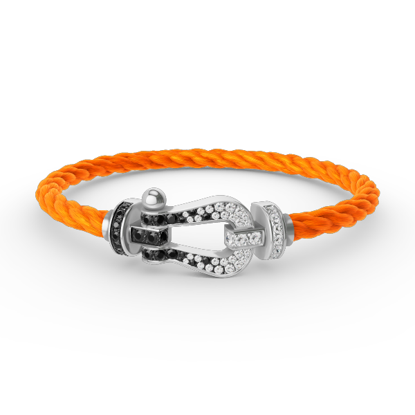 ¡®Lume Jewelry¡¯FORCE LARGE HORSESHOE BLACK WHITE DIAMOND BRACELET SILVER