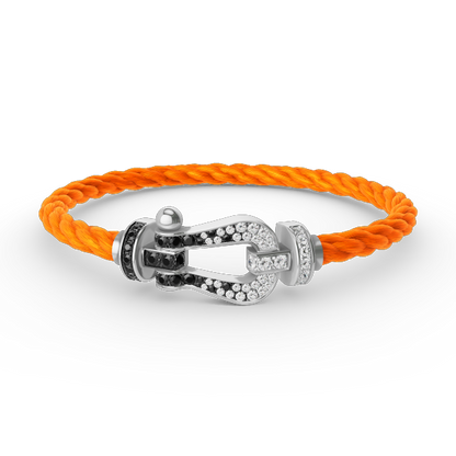 ¡®Lume Jewelry¡¯FORCE LARGE HORSESHOE BLACK WHITE DIAMOND BRACELET SILVER