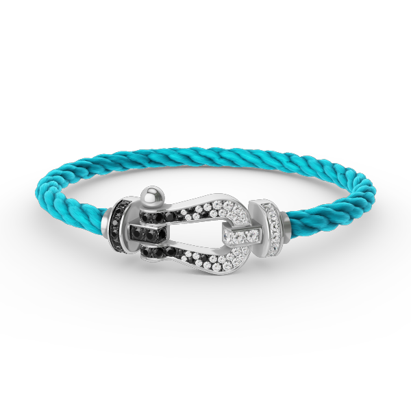 ¡®Lume Jewelry¡¯FORCE LARGE HORSESHOE BLACK WHITE DIAMOND BRACELET SILVER