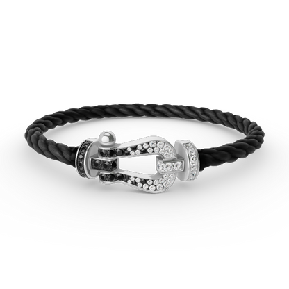 ¡®Lume Jewelry¡¯FORCE LARGE HORSESHOE BLACK WHITE DIAMOND BRACELET SILVER