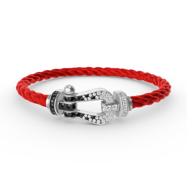 ¡®Lume Jewelry¡¯FORCE LARGE HORSESHOE BLACK WHITE DIAMOND BRACELET SILVER