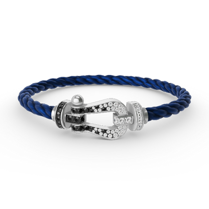 ¡®Lume Jewelry¡¯FORCE LARGE HORSESHOE BLACK WHITE DIAMOND BRACELET SILVER