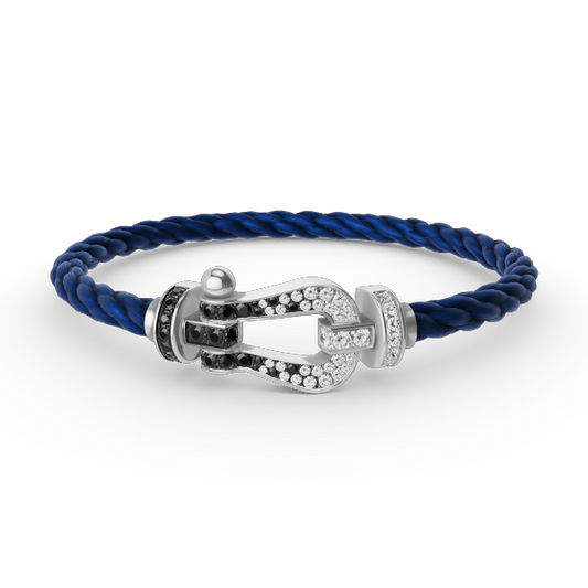 ¡®Lume Jewelry¡¯FORCE LARGE HORSESHOE BLACK WHITE DIAMOND BRACELET SILVER