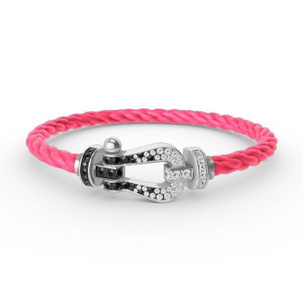 ¡®Lume Jewelry¡¯FORCE LARGE HORSESHOE BLACK WHITE DIAMOND BRACELET SILVER